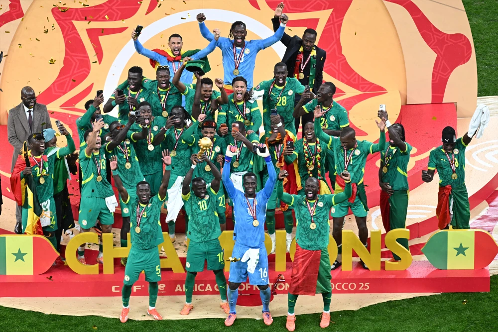 Pemain Senegal rayakan gelar juara Piala Afrika setelah kemenangan dramatik