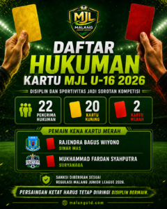 Daftar Hukuman Kartu MJL U-16 2026 Dirilis, Dua Kartu Merah Jadi Catatan Disiplin