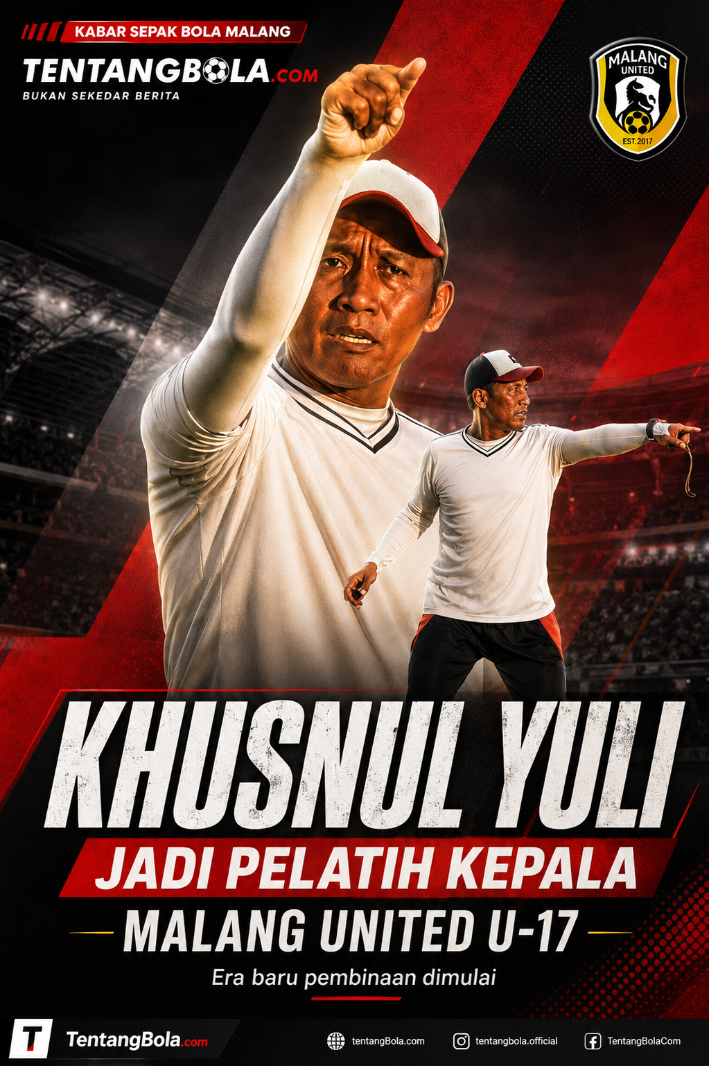 Pelatih Malang United U-17 Khusnul Yuli dalam pengumuman resmi klub