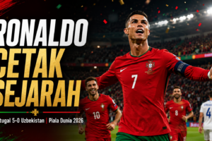 Cristiano Ronaldo merayakan gol Portugal vs Uzbekistan di Piala Dunia 2026