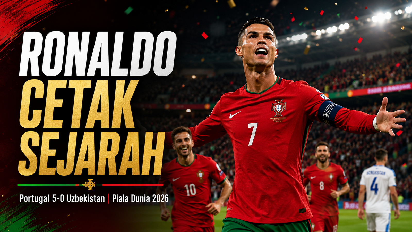Cristiano Ronaldo merayakan gol Portugal vs Uzbekistan di Piala Dunia 2026